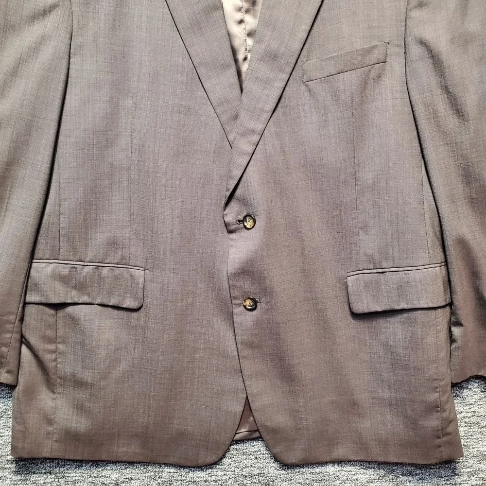 Jos A Bank Mens 48R Wool Suit Jacket Blazer Brown Gray 2 Button Sport Coat
